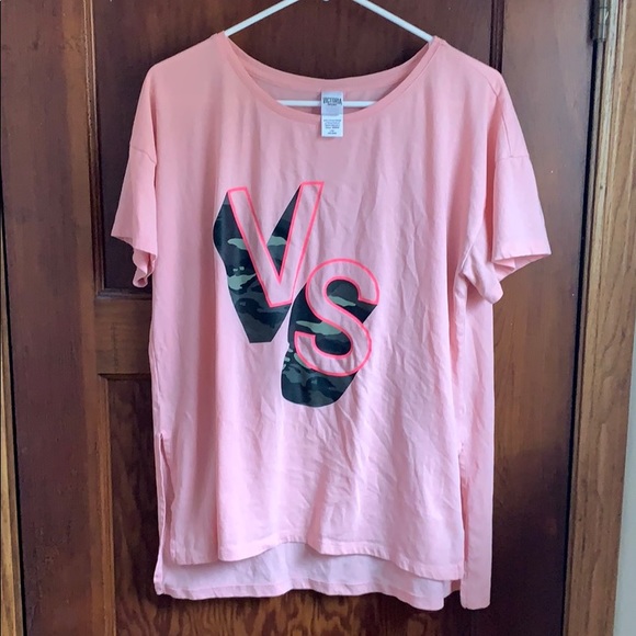 Victoria's Secret Tops - 🍀 Large Pink Victoria’s Secret Sport Army shirt